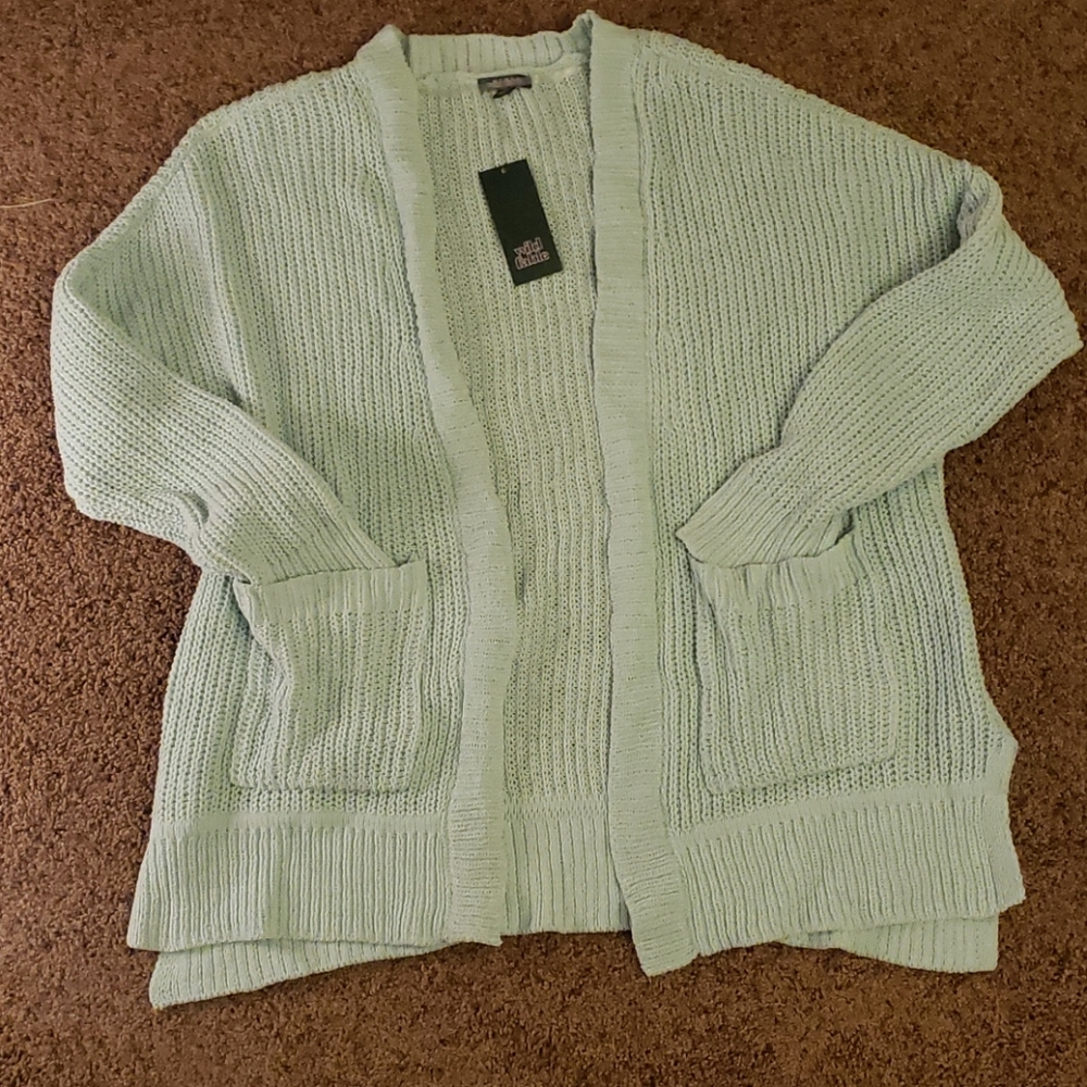 Pale mint chunky open front cardigan